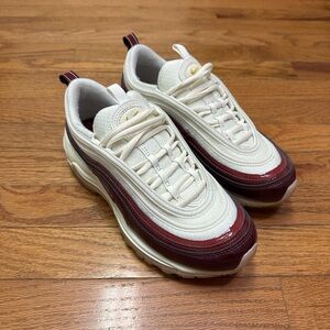 Nike Air Max 97 White and Burgundy Sneakers